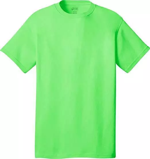 LOT 29x Port & Company Cotton BLEND Plain Crew Neck Youth T Shirt Neon Green M