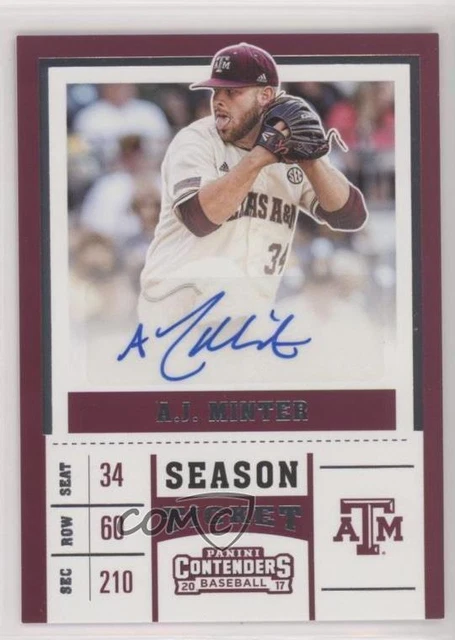 2017 Panini Elite Extra Edition College Tickets AJ Minter #CT-AM Auto