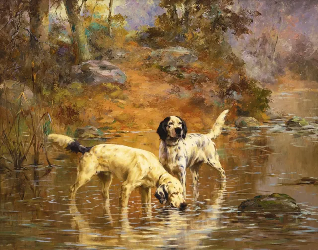 Percival Leonard Rosseau Two Setters In A Cooling Stream Canvas 16 x 20
