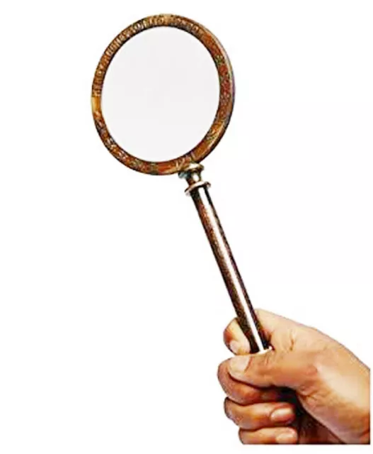 Antique Brass Handheld Magnifying Glass With Stand Decor Reading Magnifier  Lens