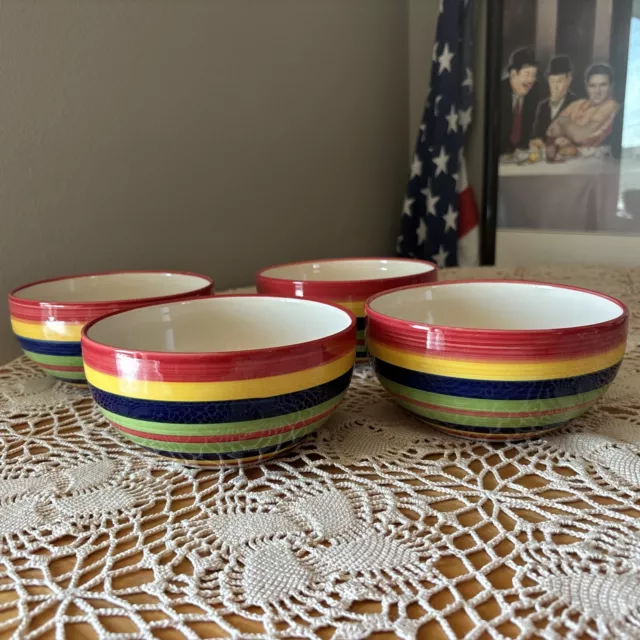 Rainbow Soup, Cereal, Ice cream Bowls Dinnerware 16 oz  Set of 4 Bowls