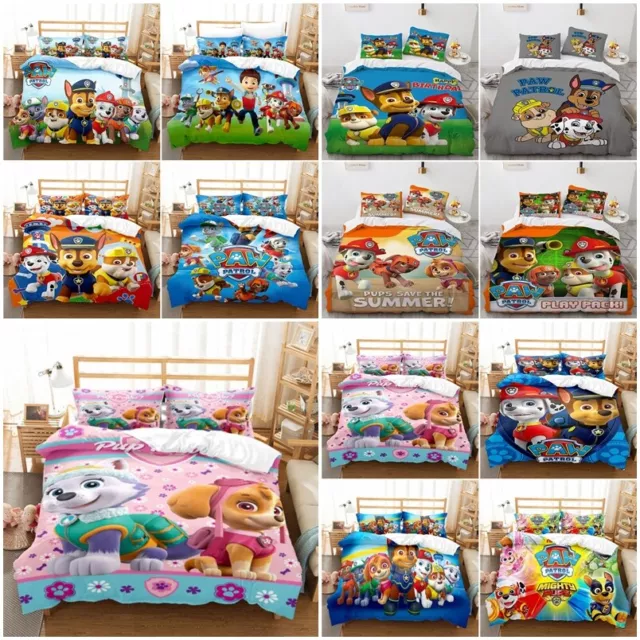 Paw Patrol Puppy 3D Quilt Duvet Cover Pillowcase Bedding Set Single Double