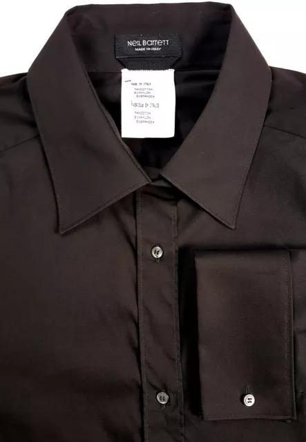 NEW Neil Barrett Womens Sz L Coffee Brown French Cuff Dress Shirt Button Up Top