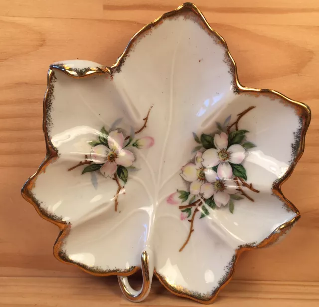 FLORAL LEAF “White” Beautiful Little Dish Decorative Trinket Bowl Ornament SAJI