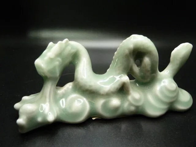 Vintage Porcelain Chinese Craftsmes Ishing Celadon Water Dragon, China