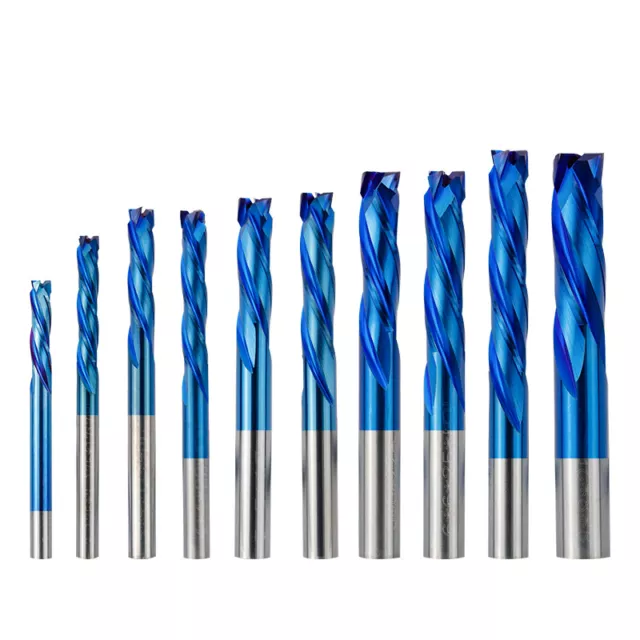 VHM Spiralfräser Z3 Kompression Alufräser für Alu Ø1/8",4,6,8,10,12mm Nano Blaue