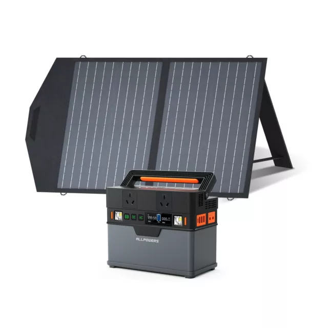 ALLPOWERS 300W Portable Power Solar Generator With 60W Solar Panel For Camping