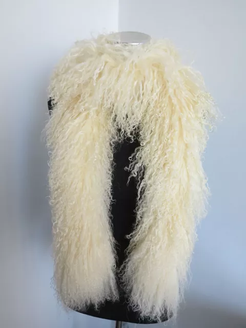 100% real Mongolia lamb fur scarf /fur collar/ fur neck wrap/ women beige cape
