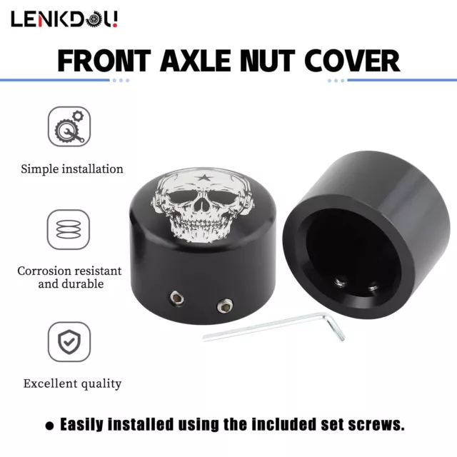 Front Axle Nut Cover Cap Bolt Skull Style For Harley Street Glide Softail XG XL