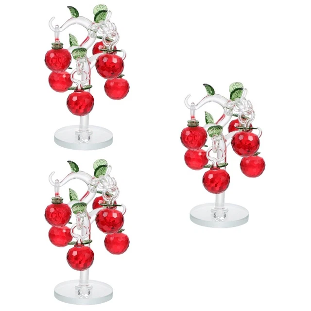3 Sets Pommier De Cristal Figurines Décorations Table Cadeaux Noël