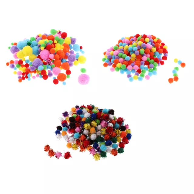 200/300 Pcs Glitter TINSEL Pompom POM POMS BALLS Handmade Crafts Cat Toys