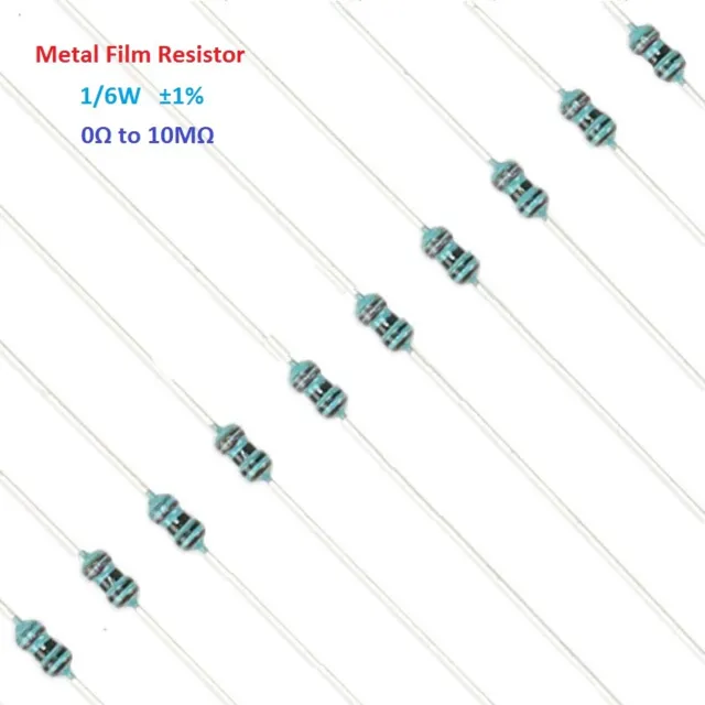 100PCS Metal Film Resistor 1/6W Tolerance ±1% Full Range of Values (0Ω to 10MΩ)