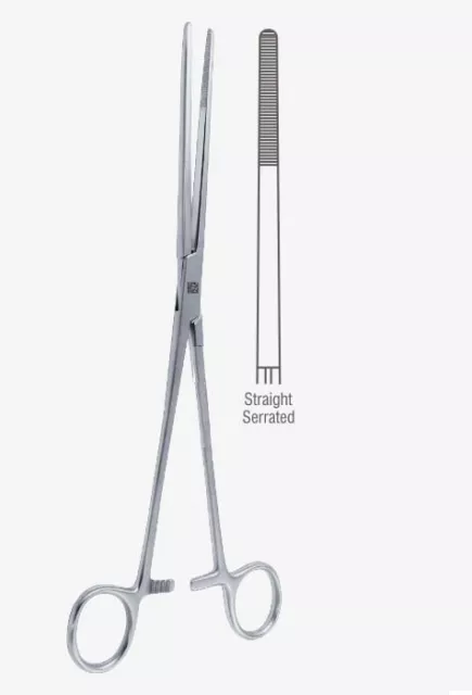 2 BOZEMAN Sponge Forceps, 10.5", Straight, Serrated Jaws, Premium