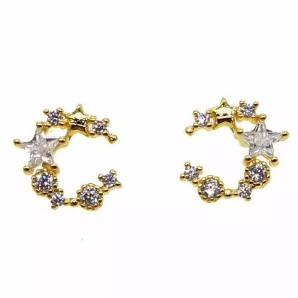 Boucles D'Oreilles Plaqué Or Zircon Blanc Ø 11 MM 24 Carat Femme Étanche O6082D