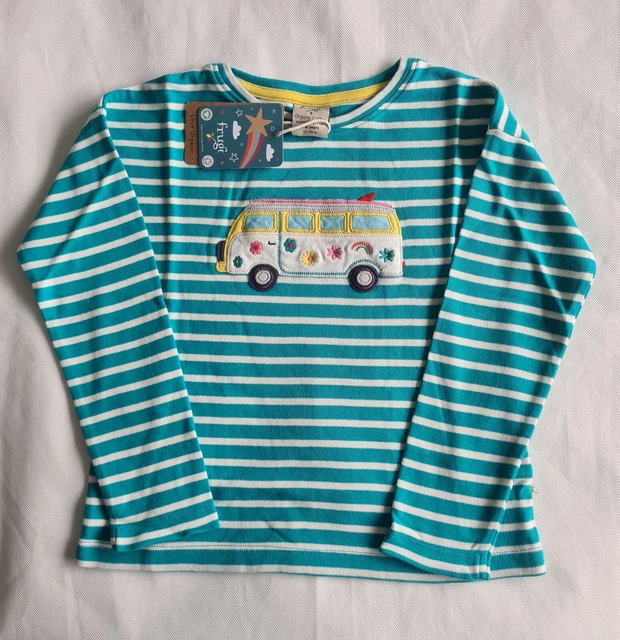 Frugi Girls Jersey Top 7-8 Years Striped Tori Camper Long Sleeve Organic BNWT