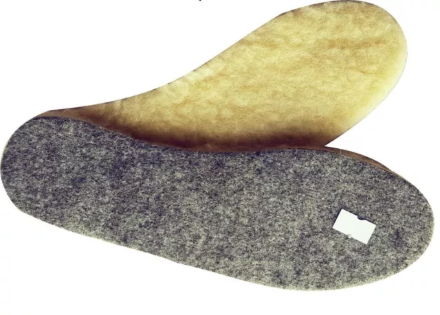 Wool Sheepskin on Felt Thick Fluffy Slipper Shoes Boots Insoles Unisex All Sizes