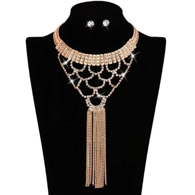 Women Jewelry Sets Crystal Bib Statement Necklace Earrings Set Necklaces&Pendant
