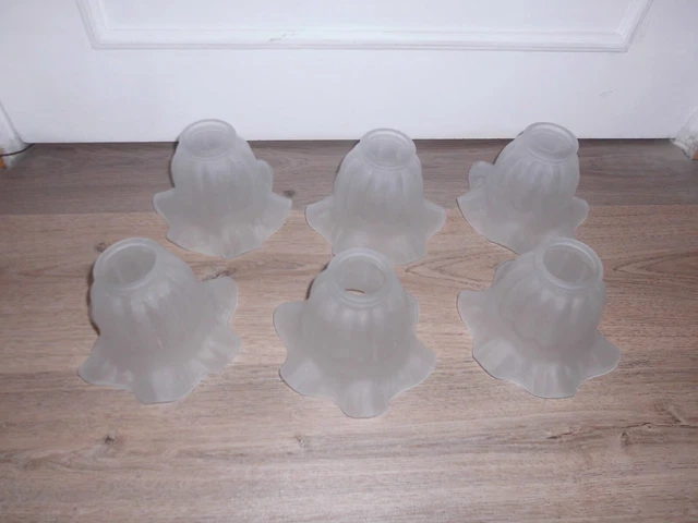 Lot de 2 tulipes en verre blanc et ambre, luminaire ,lustre