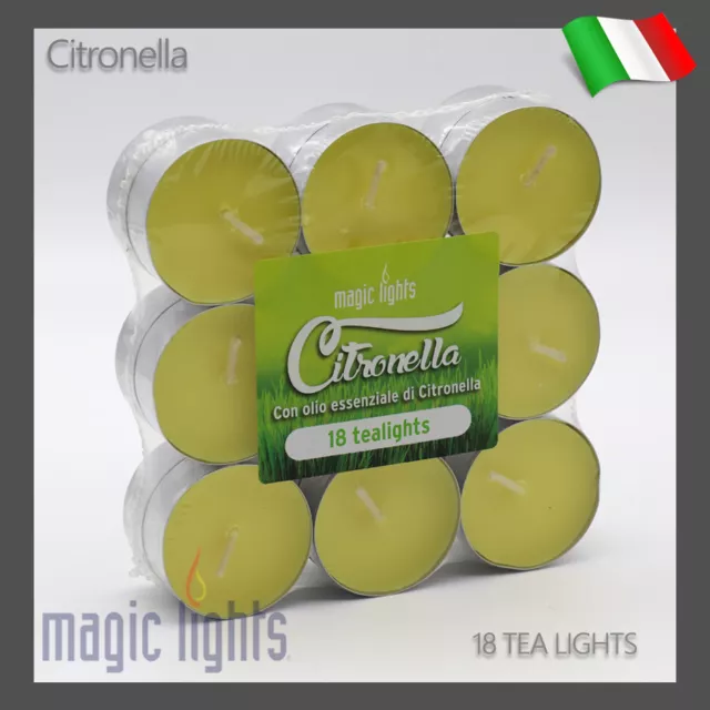 18 CANDELE TEA Lights Alla Citronella Tealight Magic Lights Lumini
