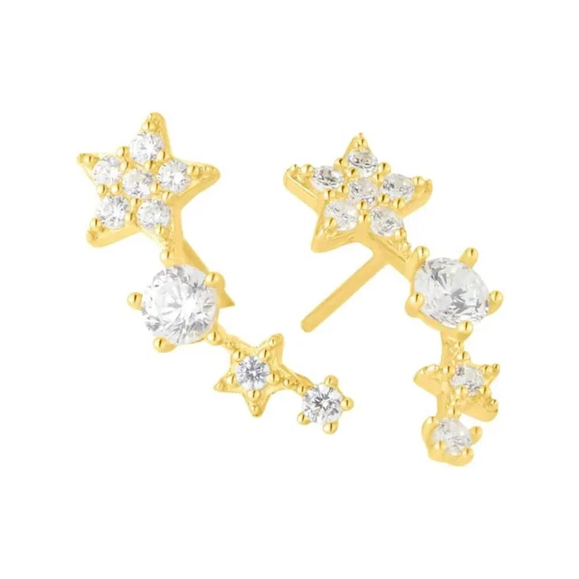 Orecchini in oro giallo con stellina con smalto lilla - ORO&CO - Luxury Zone