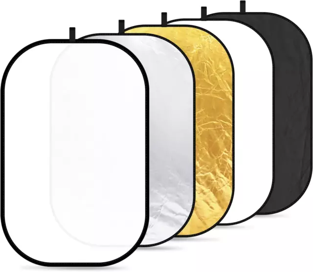 Neewer Portable 5 in 1 120X180Cm/47X71 Inch Translucent, Silver, Gold, White, an