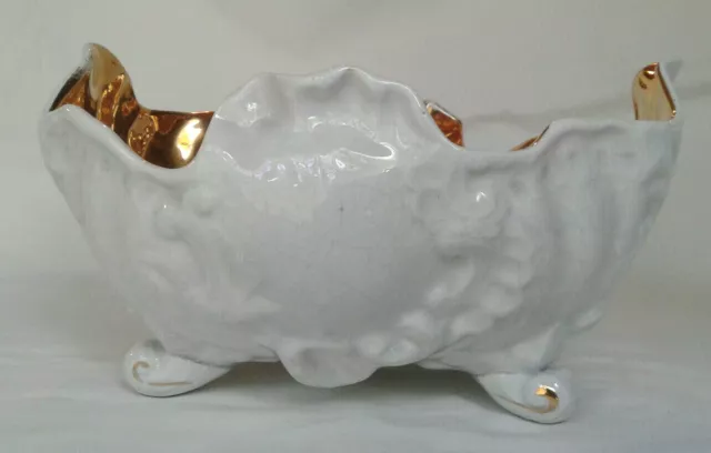 Vintage Sebring Pottery Footed Bowl/Planter w/Gold Interior