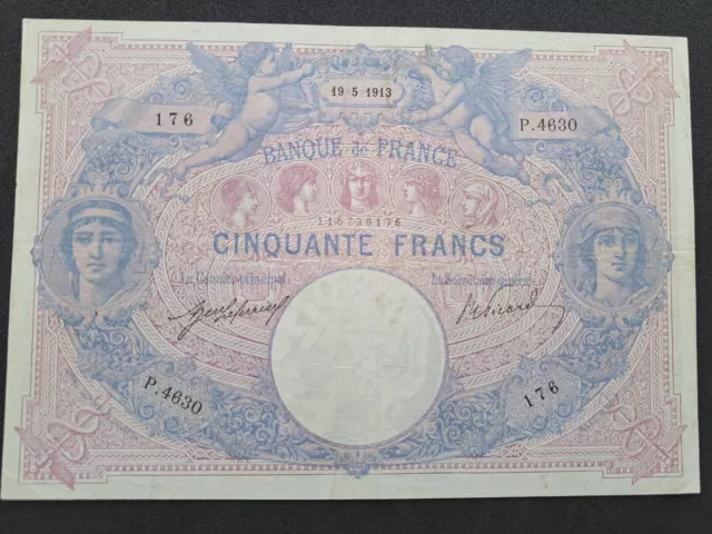 50 Francs Bleu Et Rose Du 19-05-1913 - Joli Ttb