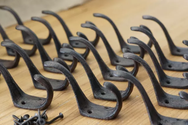 20 Coat Hooks Hat Hook Hall Tree 3" Rustic Towel Vintage Style Cast Iron Wall 2