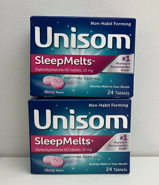 2 Unisom SleepMelts Sleep Melts Night Time Sleep Aid Sabor a cereza 24 ct. 12/23