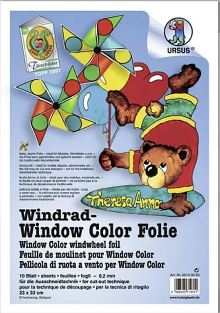 URSUS Windrad-Window Color FOLIE 10 Blatt 23x33cm 0,2mm URSUS Windrad-Window Color FOLIE 10 Blatt 23x33cm 0,2mm
