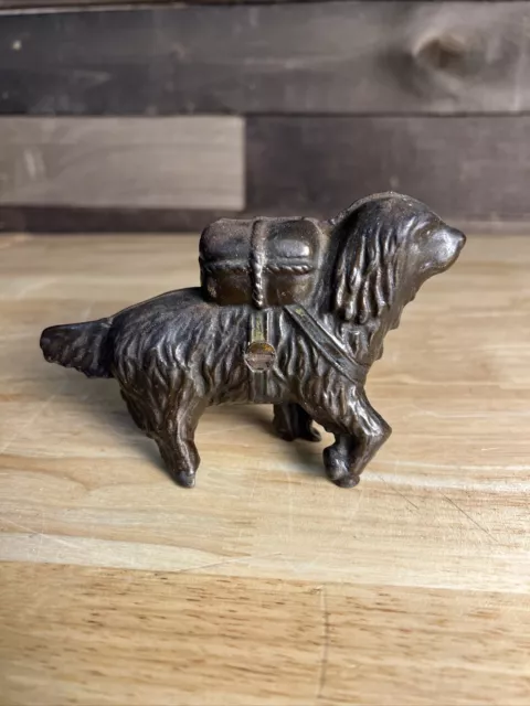 Antique  1900'S Cast Iron Dog Newfoundland Coin Bank