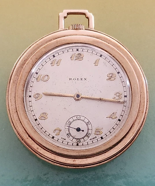 9CT GOLD ROLEX Pocket Watch 17 Jewels Elinvar Balance Breguet HPG 17