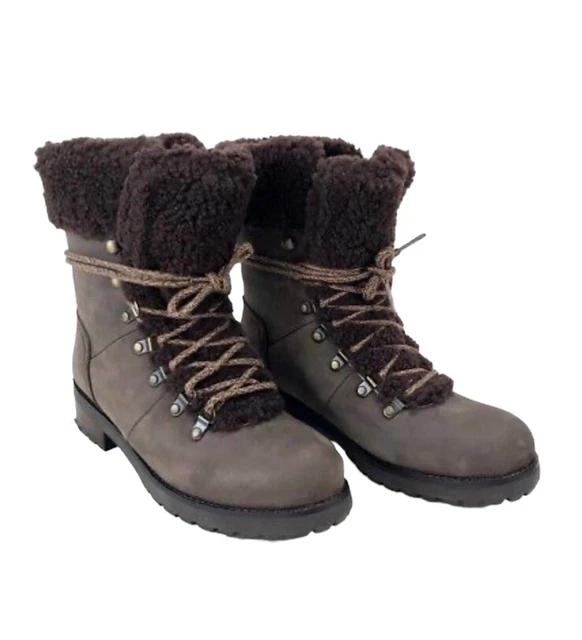 Ugg fraser shearling and suede combat booties hotsell