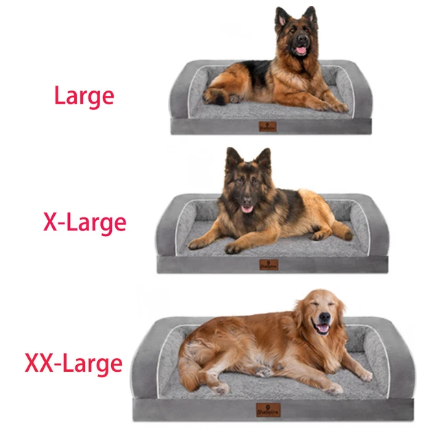 Gray Orthopedic L XL XXL Dog Beds 3Side Memory Foam Bolster Pet Sofa with Cover