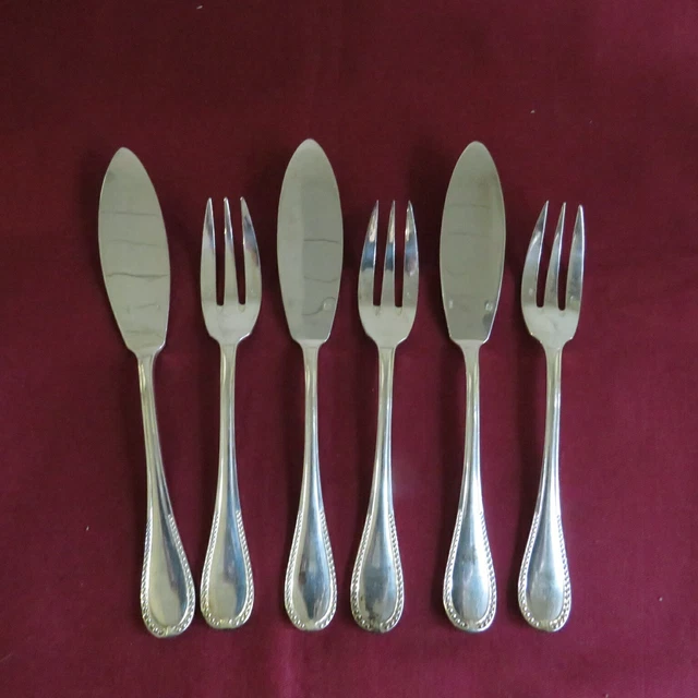 12 Fourchettes + 12 Couteaux à Poisson Ravinet Denfert – Métal Argenté – France