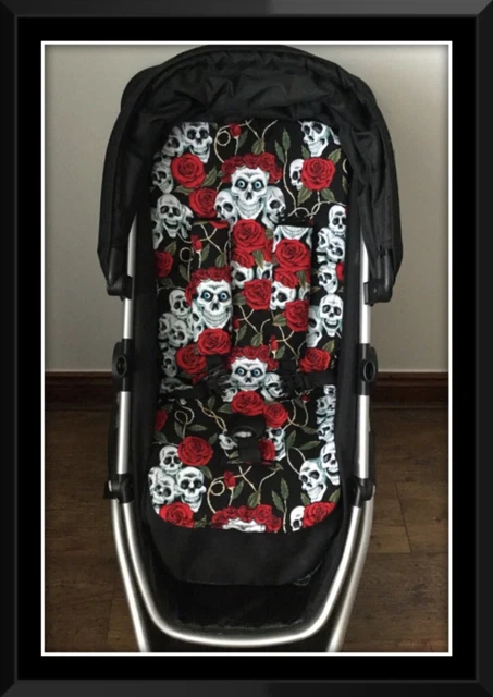 Grinning  Skulls Pram Liner  Harness Covers Buggy  New Hand Made Gothic