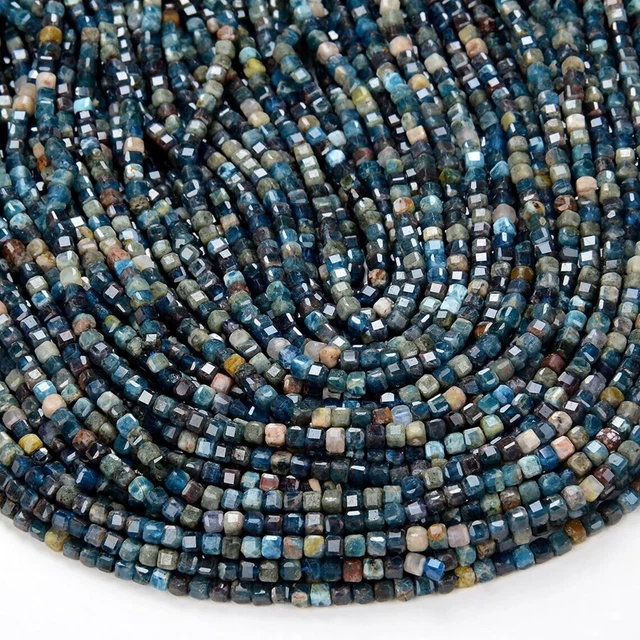 Naturel AAA Multi Apatite Gemme 2mm Cube Boîte Briolette Facettes Perles 33cm