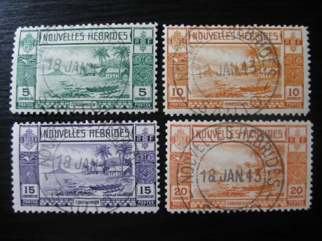 NEW HEBRIDES FRENCH COLONY Sc. #55-58 scarce used stamp lot! SCV $25.75