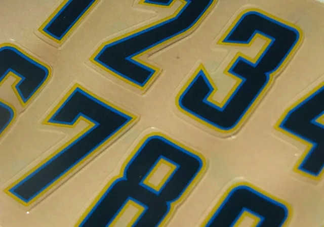 SAN DIEGO CHARGERS Football Helmet Numbers Decals Sheet #0-9 FULL Size 3M 20MIL