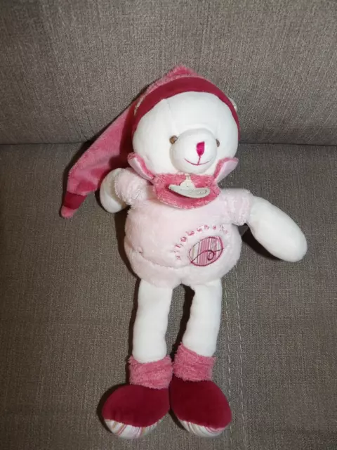 Doudou Et Compagnie Peluche Chat Minouchette Pantin Blanc  Rose