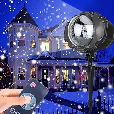 Decoración o Regalo de Navidad Lámpara Proyector de Nieve Navideña Lámpara Navideña de Paisaje Nevado con Control Remoto NISORE Proyector Navideño Interiores/Exteriores de Copo Nieve Dinámico 