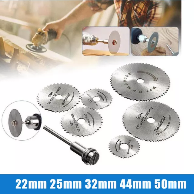 22~50mm Circular Saw Blade Set W Mandrel HSS Rotary Tool For Dremel Cutting 2/4P