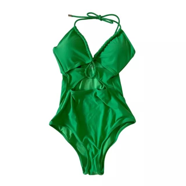 Aerie New Size XS One Piece Cut Out Swim Suit Emerald Green NWT