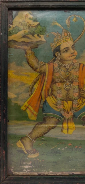 VINTAGE HINDU GOD Hanuman Raja Ravi Varma Press Lithograph Print Frame ...