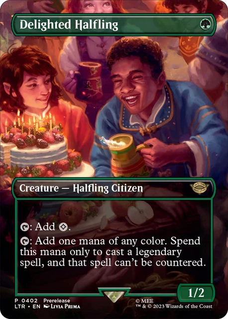 MTG LORD OF the Rings Delighted Halfling *Prerelease Borderless