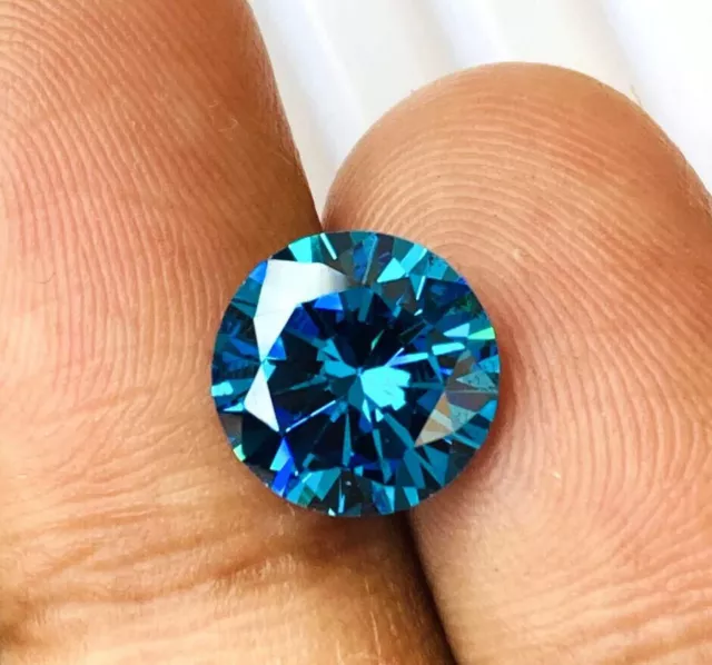 5.4MM Vivid Blue Fancy Color Round Brilliant Cut Loose Natural Diamond 0.62ct 2