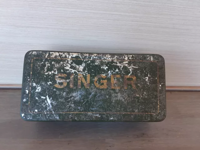 Vintage Singer Sewing Machine Tin Accessories In Original Only Box