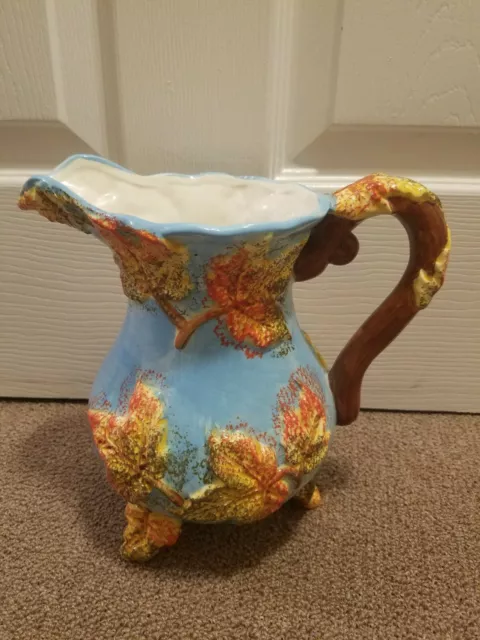 Vintage Ceramic Hand Painted Pitcher Floral. 6.5x9x9 " tall