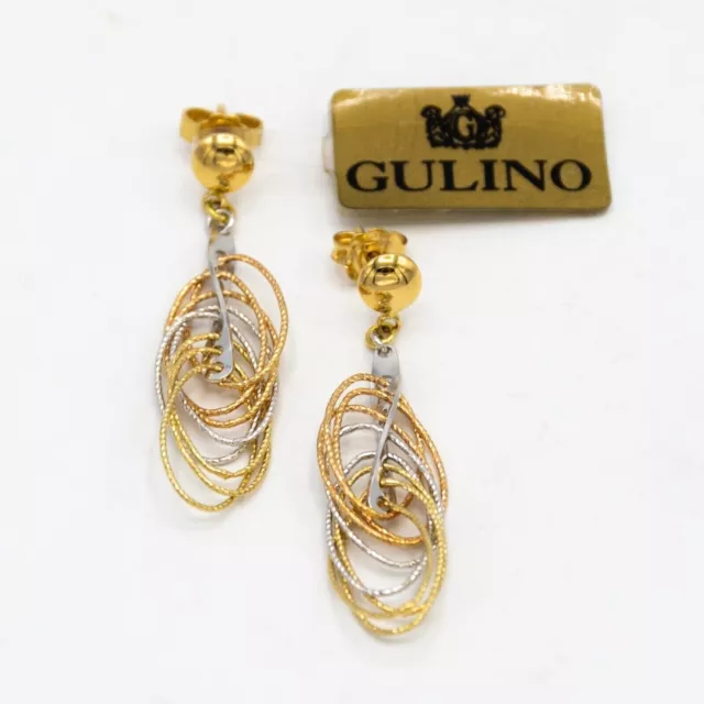 Orecchini in oro giallo, bianco e rosa 18 kt pendenti