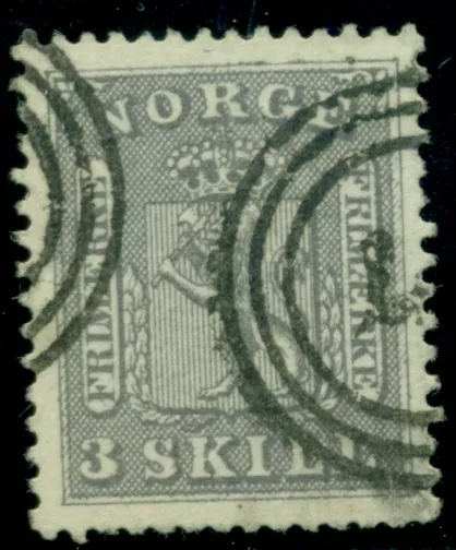 NORWAY #7 (7) 3sk lilac gray, used, VF, Facit $495.00